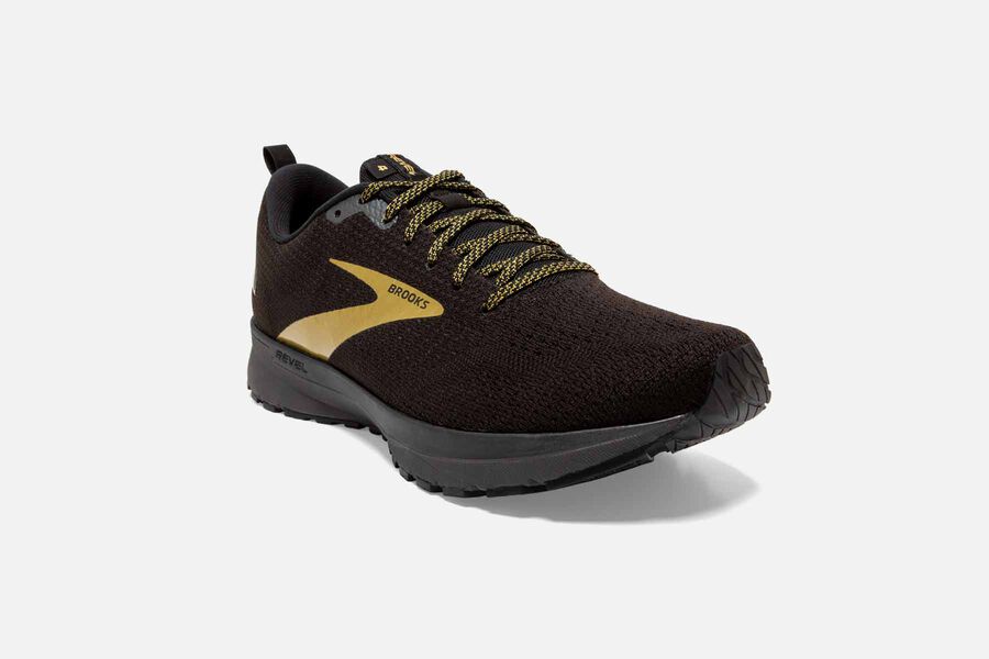 Revel 4 Road Brooks Running Shoes NZ Mens - Black/Gold - AVPTYC-218